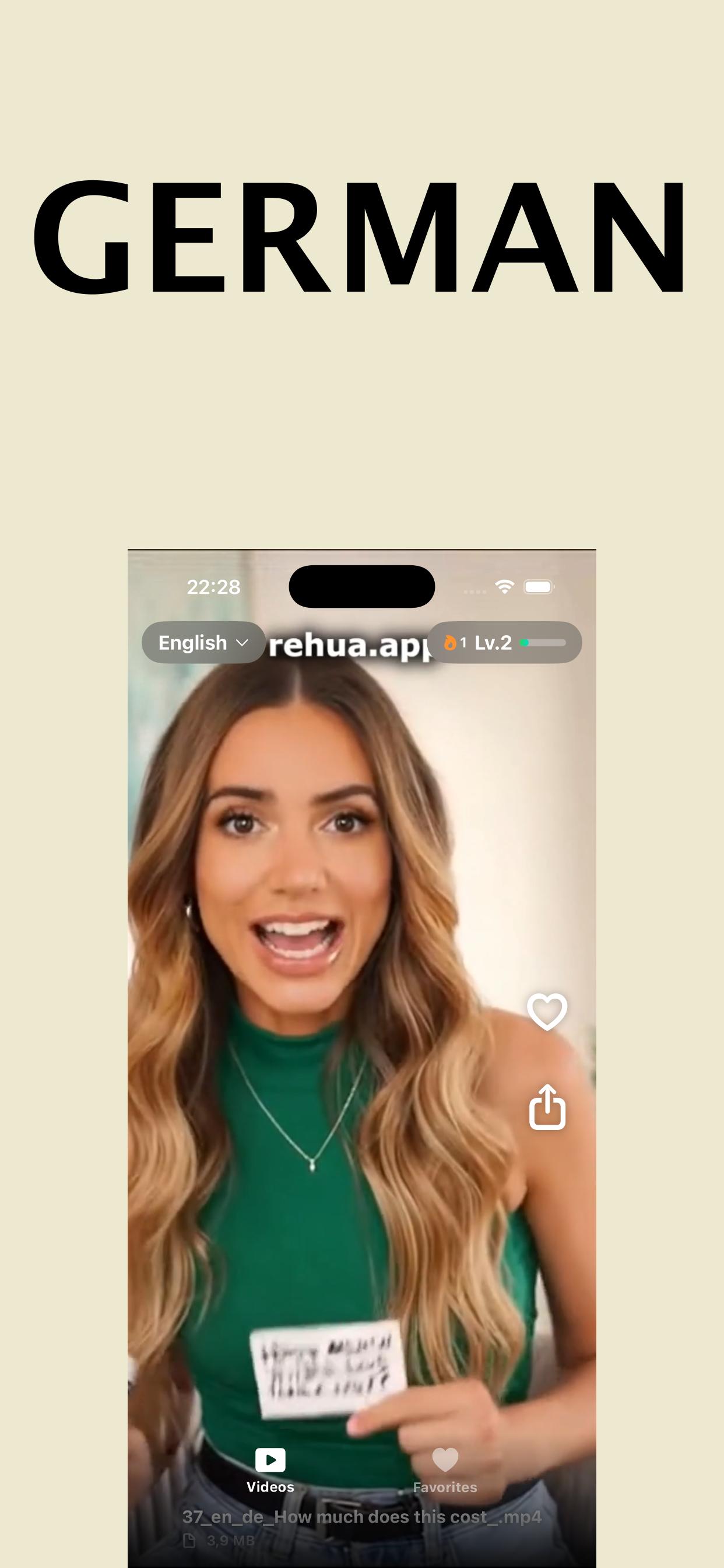Learn Spanish by short videos - Rehua app